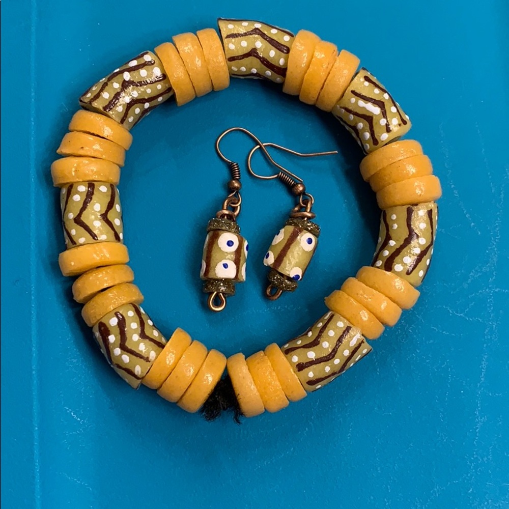 Krobo beads from Ghana Africa. Handmade earrings